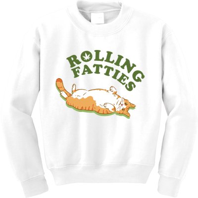 Rolling Fatties Funny Marijuana Cat Kids Sweatshirt