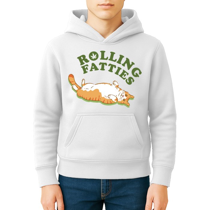 Rolling Fatties Funny Marijuana Cat Kids Hoodie