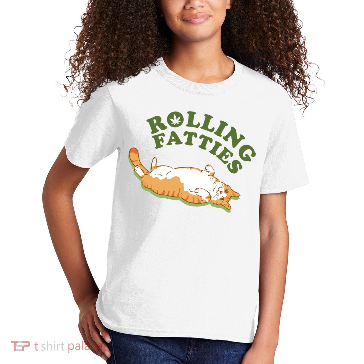 Rolling Fatties Funny Marijuana Cat Kids T-Shirt