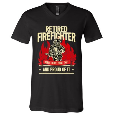 Retired Fire Fighter I Fire Department I Retirement V-Neck T-Shirt