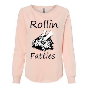 Rollin Fatties Funny Cat Meme Womens California Wash Sweatshirt