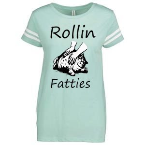 Rollin Fatties Funny Cat Meme Enza Ladies Jersey Football T-Shirt