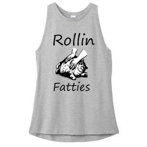 Rollin Fatties Funny Cat Meme Ladies PosiCharge Tri-Blend Wicking Tank