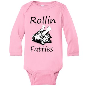 Rollin Fatties Funny Cat Meme Baby Long Sleeve Bodysuit