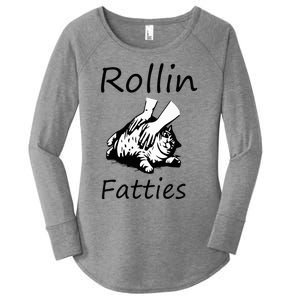 Rollin Fatties Funny Cat Meme Women's Perfect Tri Tunic Long Sleeve Shirt