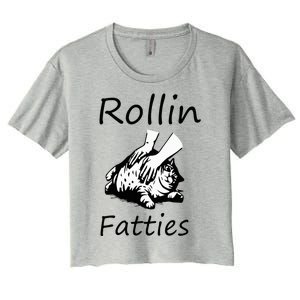 Rollin Fatties Funny Cat Meme Women's Crop Top Tee