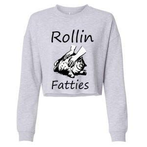 Rollin Fatties Funny Cat Meme Cropped Pullover Crew