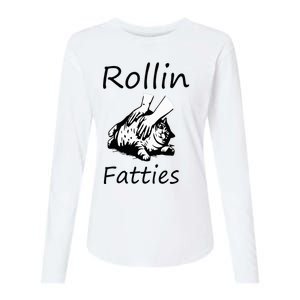 Rollin Fatties Funny Cat Meme Womens Cotton Relaxed Long Sleeve T-Shirt