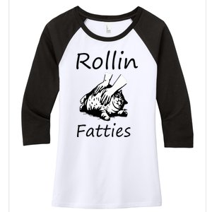 Rollin Fatties Funny Cat Meme Women's Tri-Blend 3/4-Sleeve Raglan Shirt