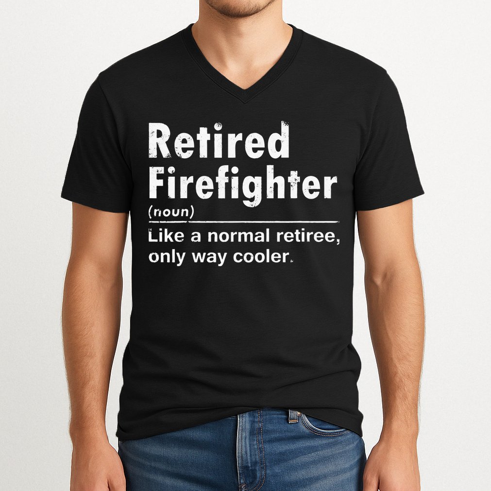 Retired Firefighter Funny Definition Of Retirement Fireman V-Neck T-Shirt