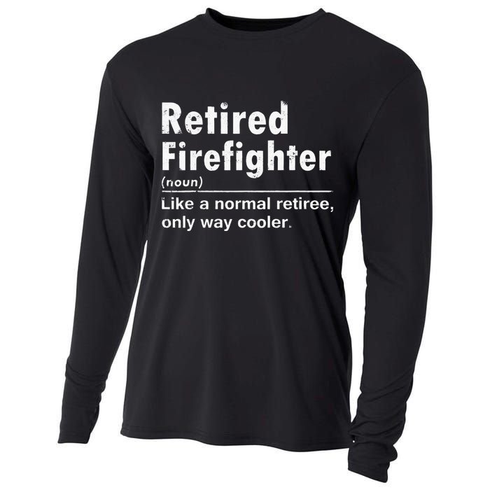 Retired Firefighter Funny Definition Of Retirement Fireman Cooling Performance Long Sleeve Crew