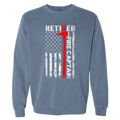 Retired Firefighter Fire Captain Retirement UAS flag Gifts Garment-Dyed Sweatshirt