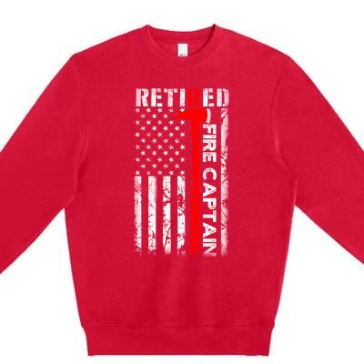 Retired Firefighter Fire Captain Retirement UAS flag Gifts Premium Crewneck Sweatshirt