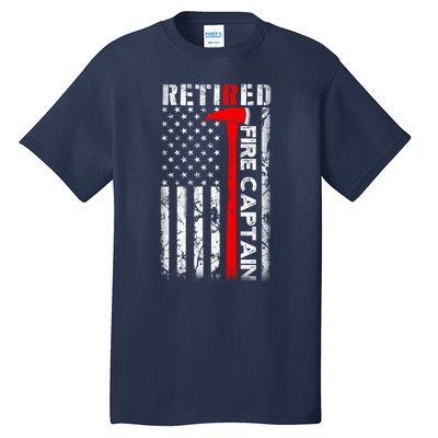 Retired Firefighter Fire Captain Retirement UAS flag Gifts Tall T-Shirt