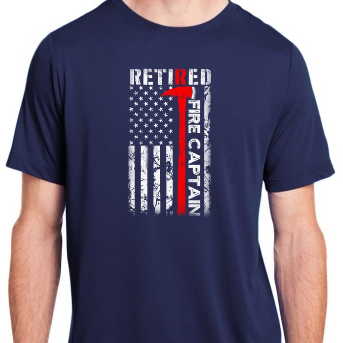 Retired Firefighter Fire Captain Retirement UAS flag Gifts Adult ChromaSoft Performance T-Shirt