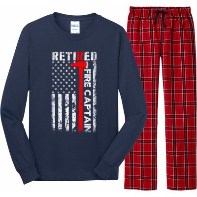 Retired Firefighter Fire Captain Retirement UAS flag Gifts Long Sleeve Pajama Set