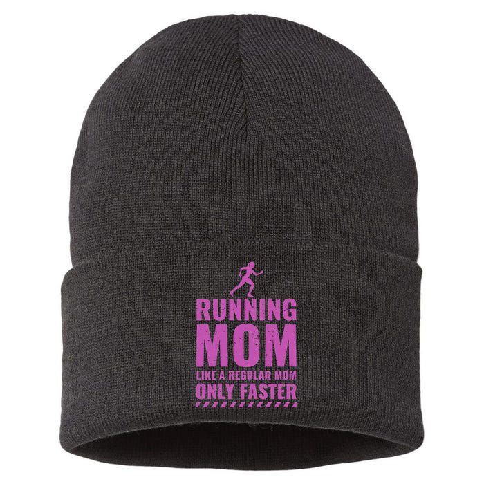 Runner Funny Fitness Running Mom Sustainable Knit Beanie