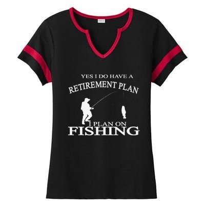 Retirement Funny Fishing Retired Fisherman Ladies Halftime Notch Neck Tee