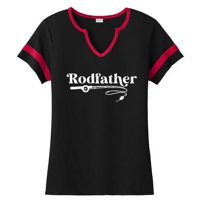 Rodfather Fishing Fisher Dad Funny Fishing Fathers Day Gift Ladies Halftime Notch Neck Tee