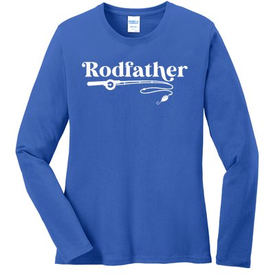 Rodfather Fishing Fisher Dad Funny Fishing Fathers Day Gift Ladies Long Sleeve Shirt