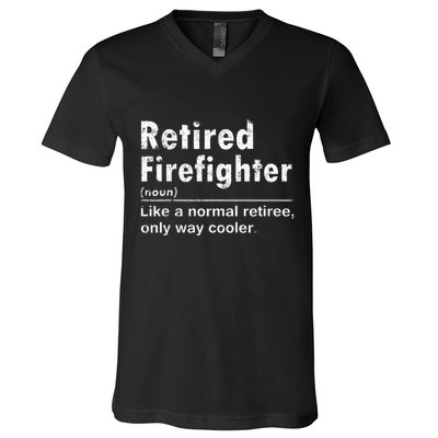 Retired Firefighter Funny Definition Of Retirement Fireman V-Neck T-Shirt