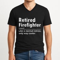 Retired Firefighter Funny Definition Of Retirement Fireman V-Neck T-Shirt