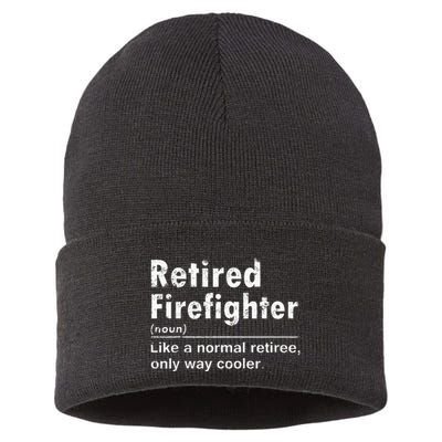 Retired Firefighter Funny Definition Of Retirement Fireman Sustainable Knit Beanie
