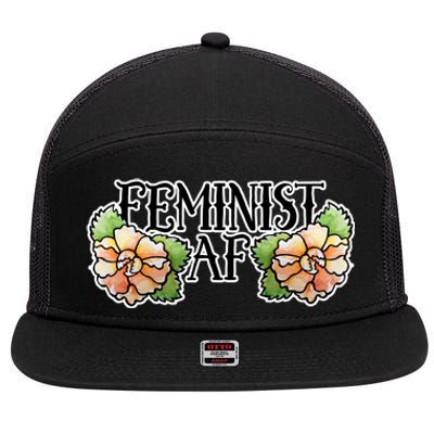 Retro Flower Feminist Af Cool Gift 7 Panel Mesh Trucker Snapback Hat