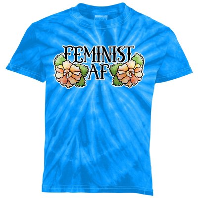 Retro Flower Feminist Af Cool Gift Kids Tie-Dye T-Shirt