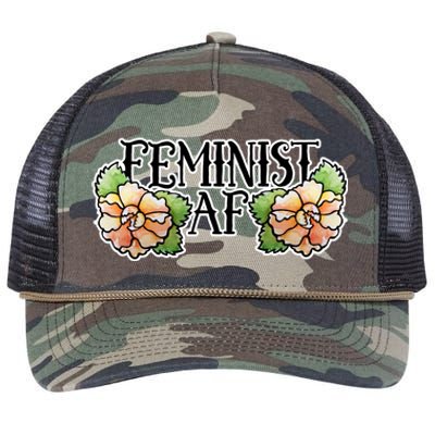 Retro Flower Feminist Af Cool Gift Retro Rope Trucker Hat Cap