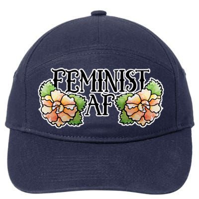 Retro Flower Feminist Af Cool Gift 7-Panel Snapback Hat