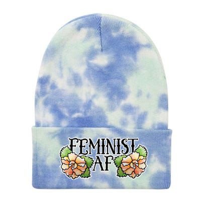 Retro Flower Feminist Af Cool Gift Tie Dye 12in Knit Beanie