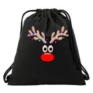 reindeer face for christmas in july reindeer costume Drawstring Bag