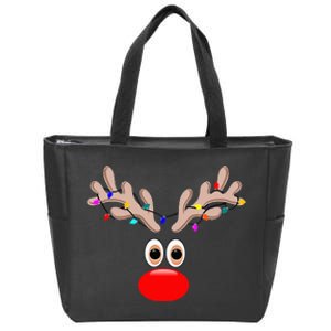 reindeer face for christmas in july reindeer costume Zip Tote Bag