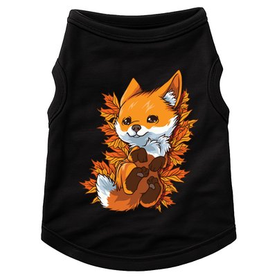 Red Forest Fox Baby Animal Autumn Fall Leaves Doggie Tank