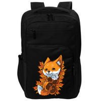 Red Forest Fox Baby Animal Autumn Fall Leaves Impact Tech Backpack