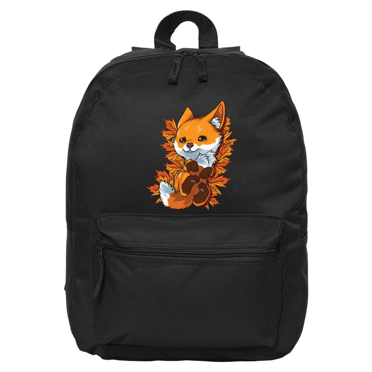 Red Forest Fox Baby Animal Autumn Fall Leaves 16 in Basic Backpack