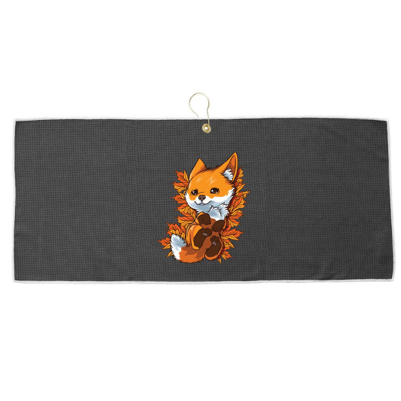 Red Forest Fox Baby Animal Autumn Fall Leaves Large Microfiber Waffle Golf Towel