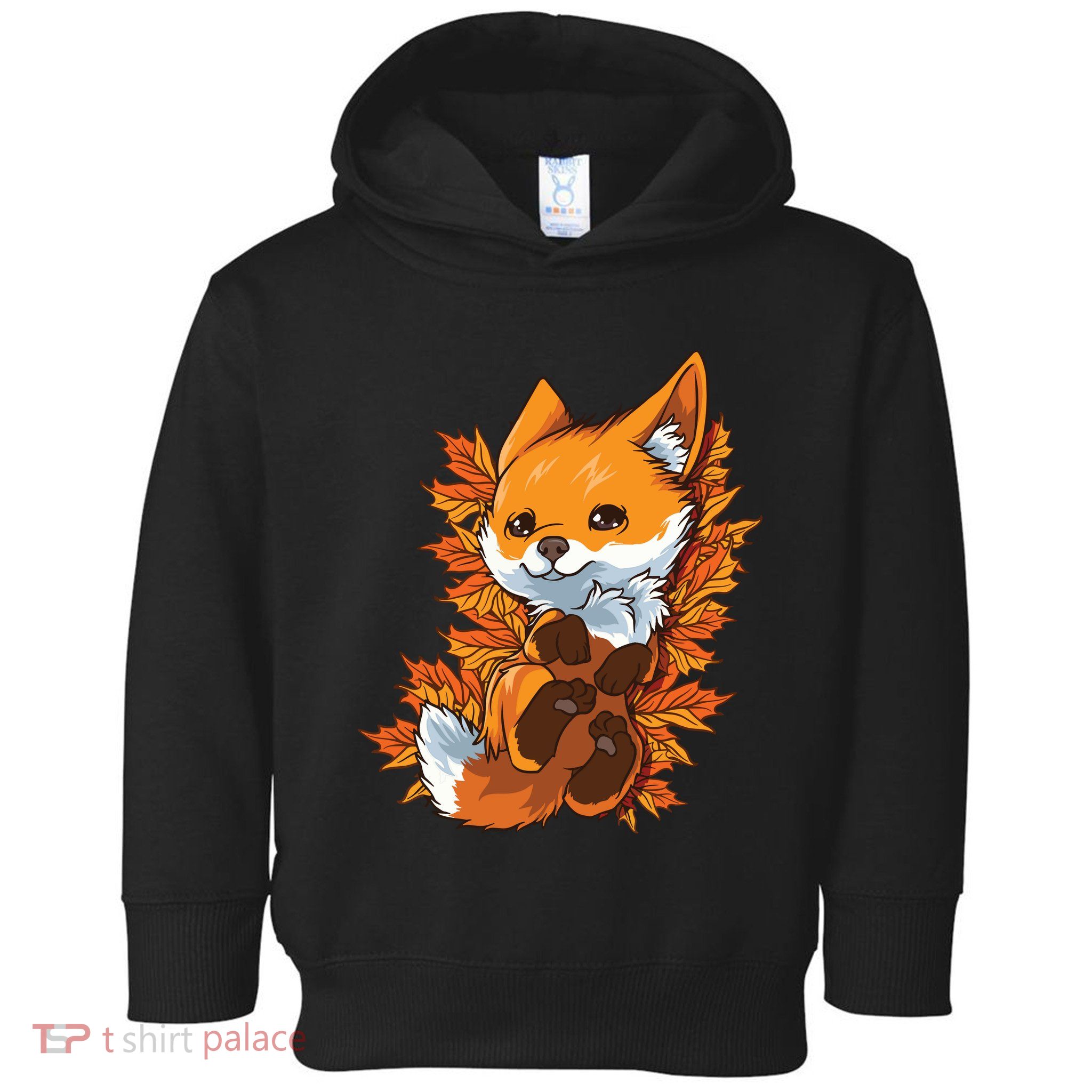 Red Forest Fox Baby Animal Autumn Fall Leaves Toddler Hoodie