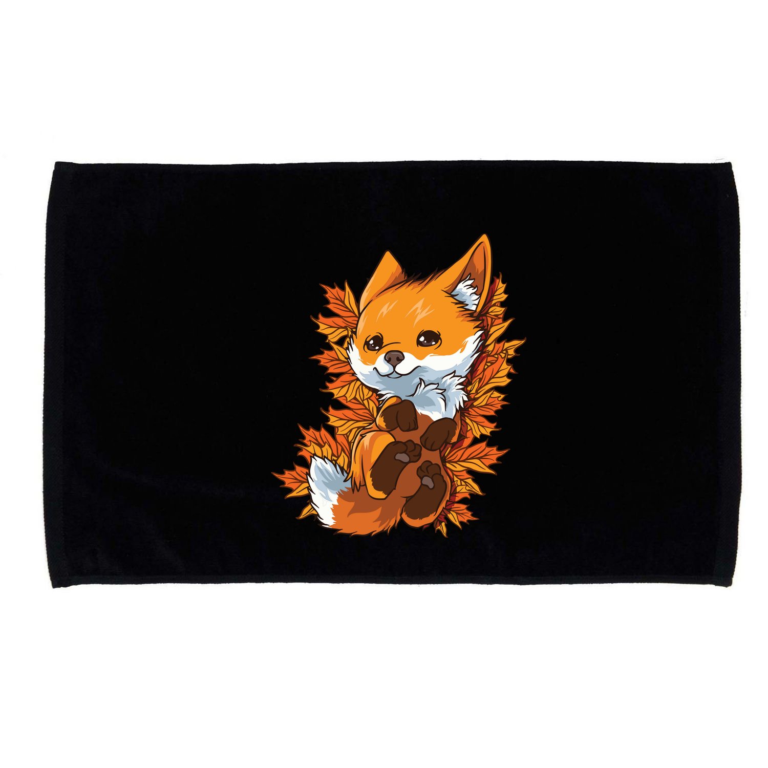 Red Forest Fox Baby Animal Autumn Fall Leaves Microfiber Hand Towel
