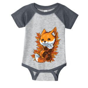 Red Forest Fox Baby Animal Autumn Fall Leaves Infant Baby Jersey Bodysuit