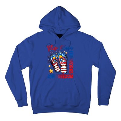 Retro Flip Flops Fireworks And Freedom American Flag Summer Gift Hoodie