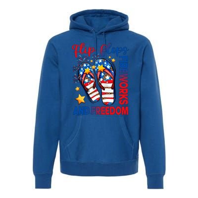 Retro Flip Flops Fireworks And Freedom American Flag Summer Gift Premium Hoodie