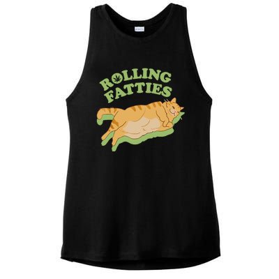 Rolling Fatties Funny Weed Cat Marijuana Ladies PosiCharge Tri-Blend Wicking Tank