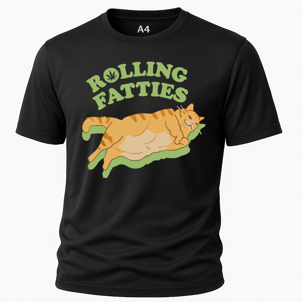 Rolling Fatties Funny Weed Cat Marijuana Performance Shirt