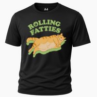 Rolling Fatties Funny Weed Cat Marijuana Cooling Performance Crew T-Shirt