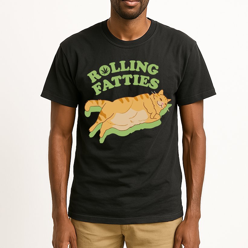 Rolling Fatties Funny Weed Cat Marijuana Tall T-Shirt