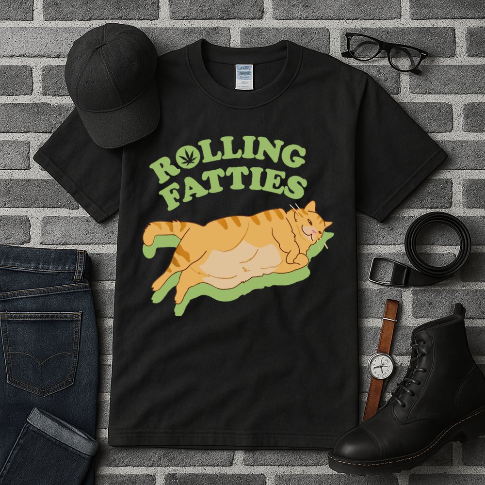 Rolling Fatties Funny Weed Cat Marijuana Tall T-Shirt