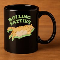 Rolling Fatties Funny Weed Cat Marijuana 11oz C Handle Ceramic Mug