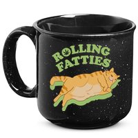 Rolling Fatties Funny Weed Cat Marijuana 15oz Campfire Ceramic Mug